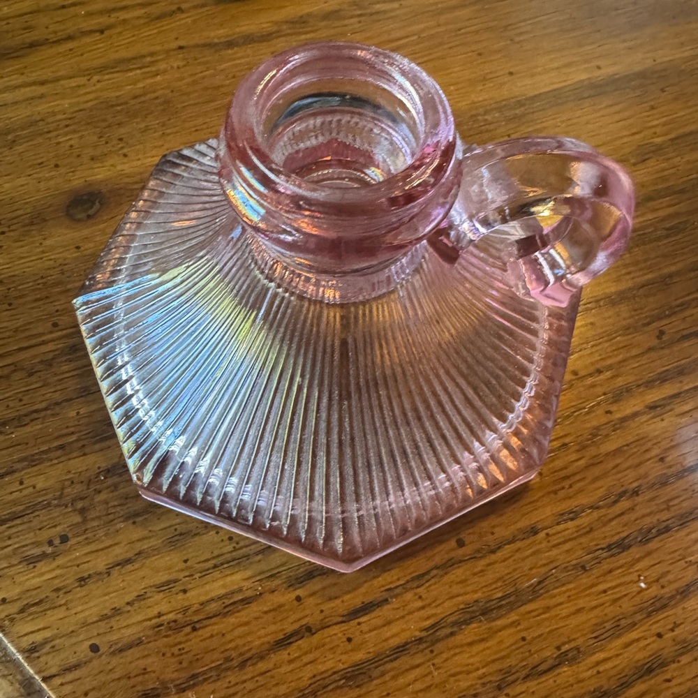 Pink Glass Candle Holder